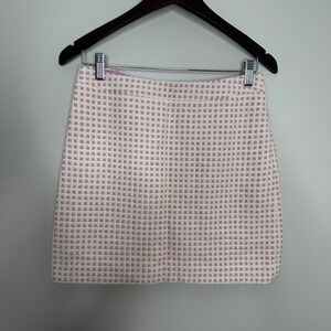 Banana Republic Women's Textured Grid A Line Mini Skirt Pink White Size 2 Y2K